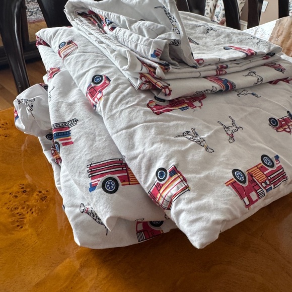 The Company Store Kids Firetruck Queen Sheets - Picture 2 of 5